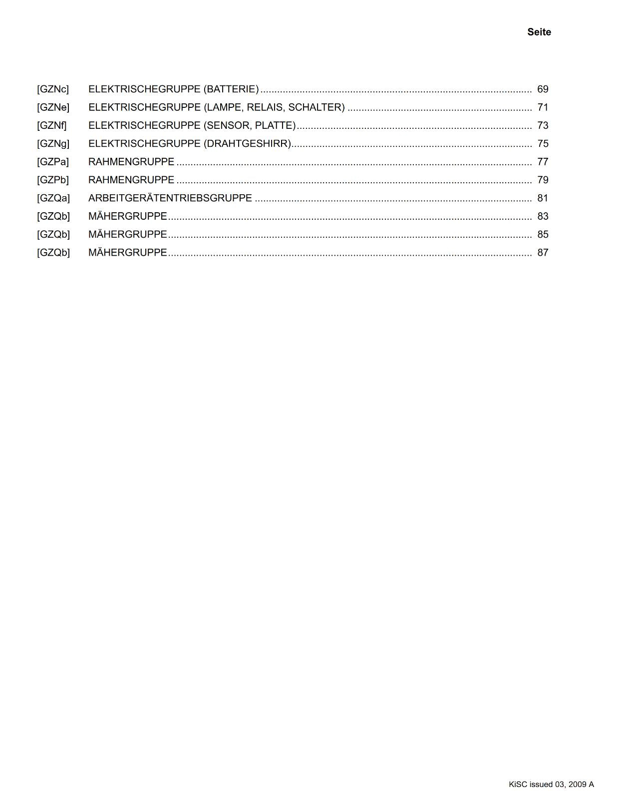 KUBOTA ZD326-EU FRS FLAT RATE SCHEDULE REPRINTED 2009 COMB BOUND