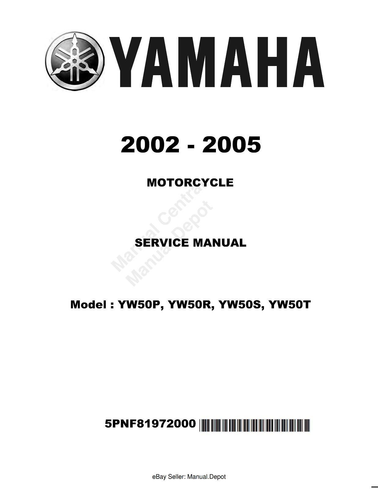 YAMAHA YW50P YW50R YW50S YW50T SERVICE MANUAL REPRINTED COMB BOUND 2002 - 2005