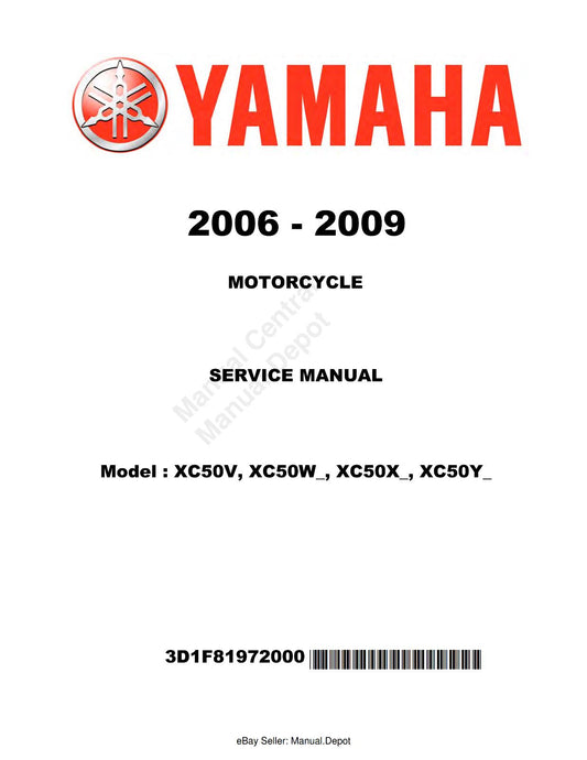 YAMAHA XC50V XC50W XC50X XC50Y SERVICE MANUAL REPRINTED COMB BOUND 2006 - 2009