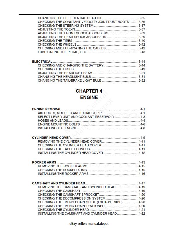 YAMAHA RHINO 660 2004- 2007 WORKSHOP SERVICE MANUAL REPRINTED COMB BOUND