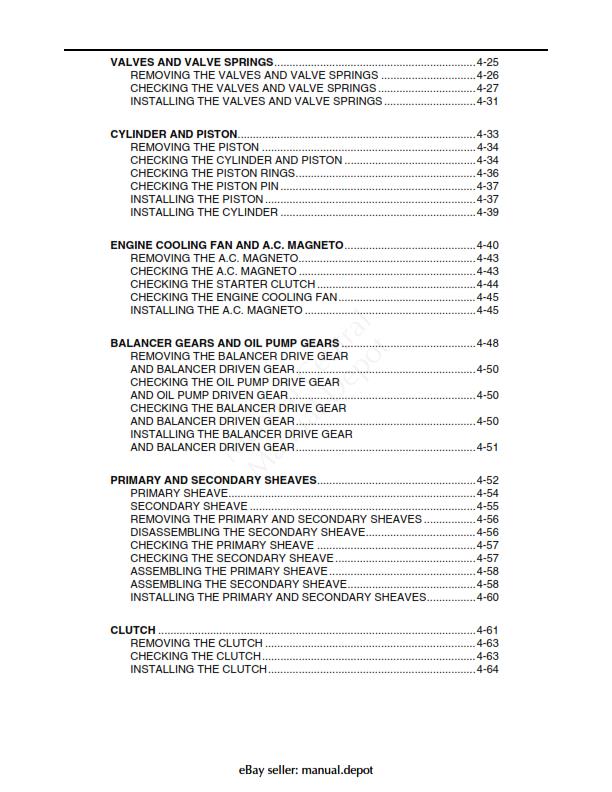 YAMAHA RHINO 660 2004- 2007 WORKSHOP SERVICE MANUAL REPRINTED COMB BOUND