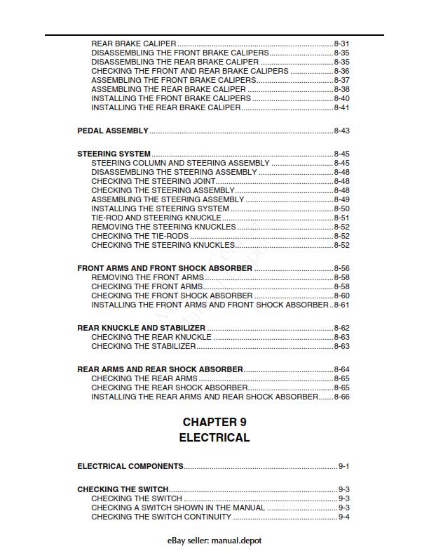 YAMAHA RHINO 660 2004- 2007 WORKSHOP SERVICE MANUAL REPRINTED COMB BOUND