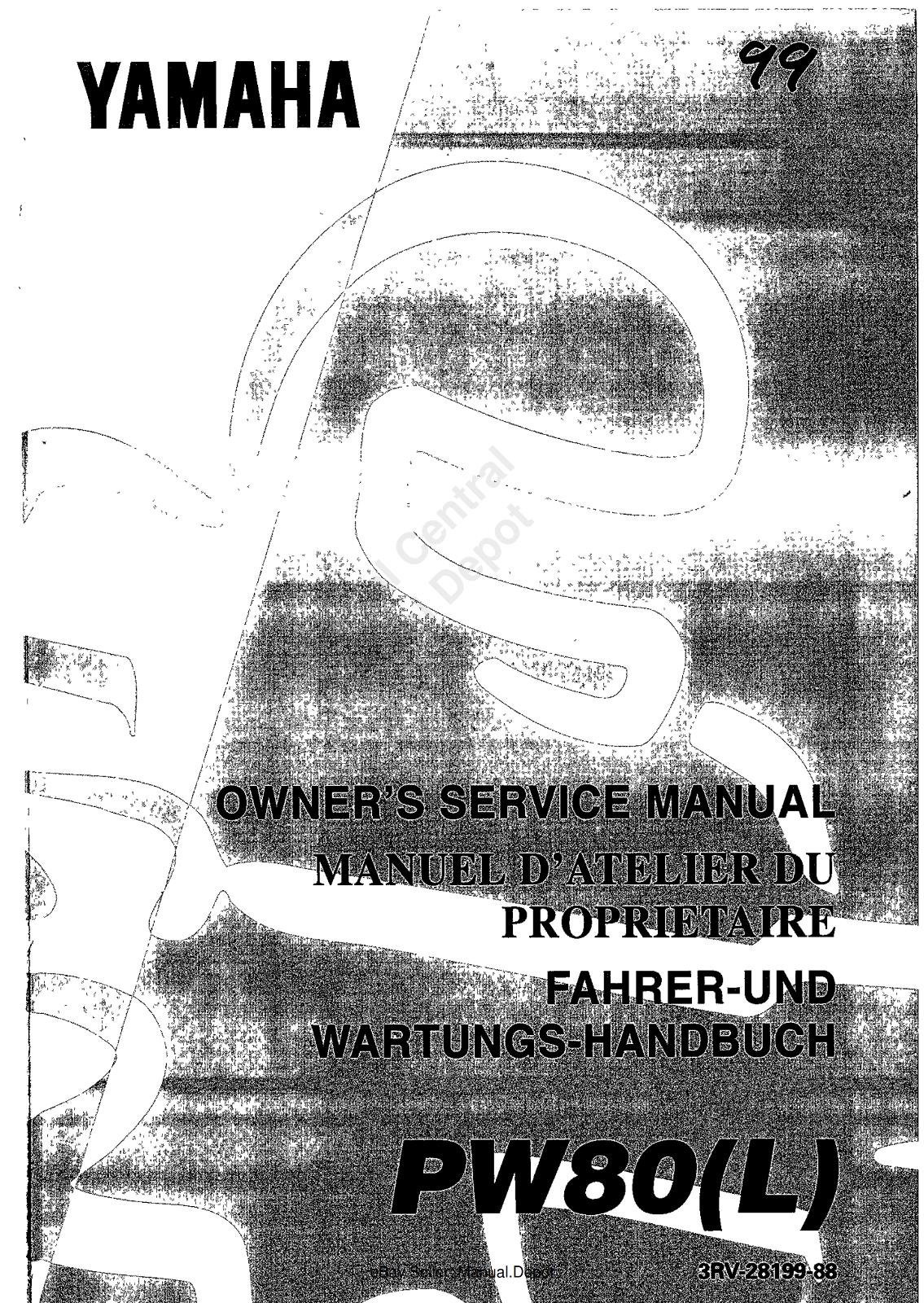 YAMAHA PW80 L 1999 WORKSHOP SERVICE REPAIR MANUAL REPRINTED COMB BOUND