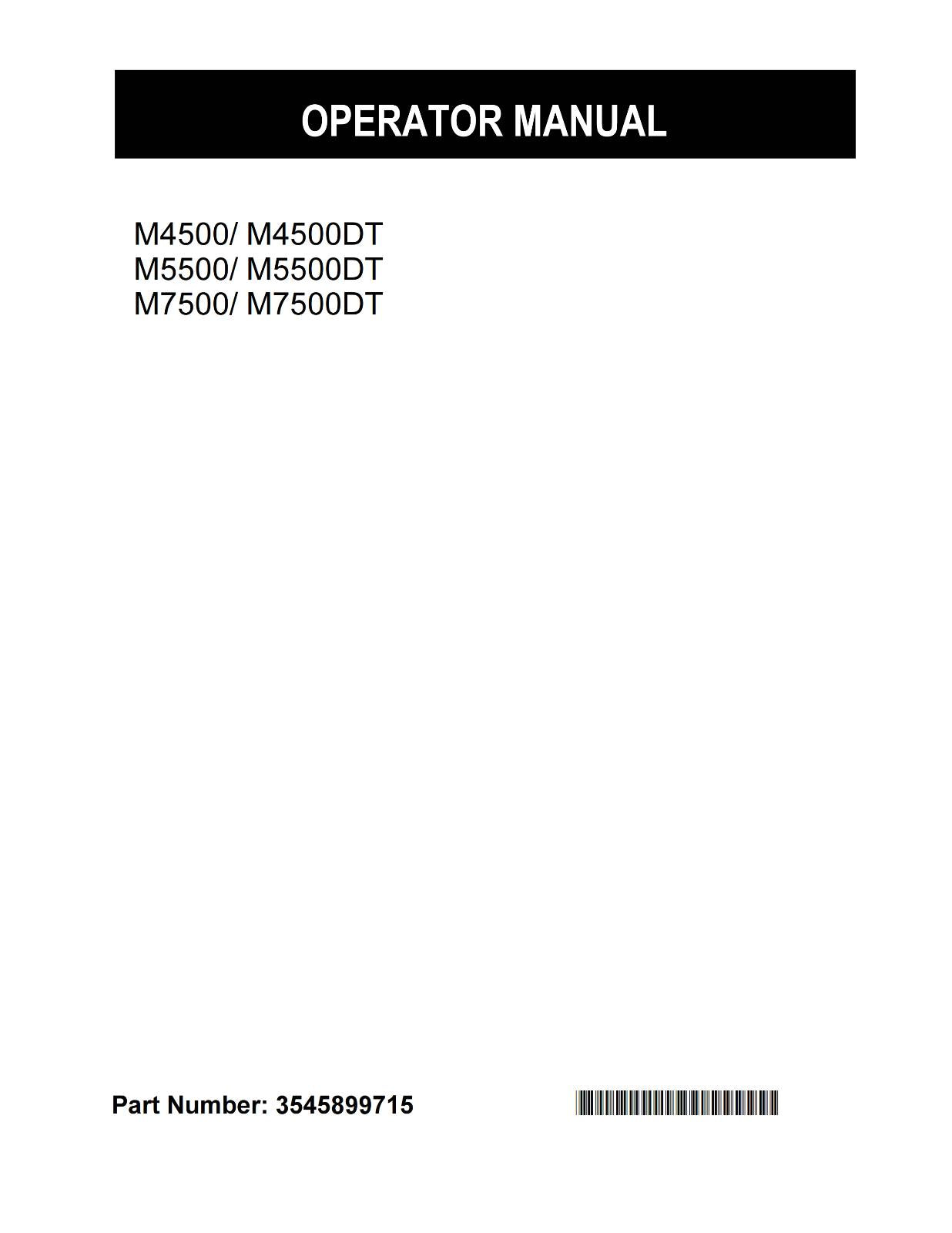 KUBOTA TRACTOR M4500 M5500 M7500 DT OPERATOR MANUAL REPRINTED