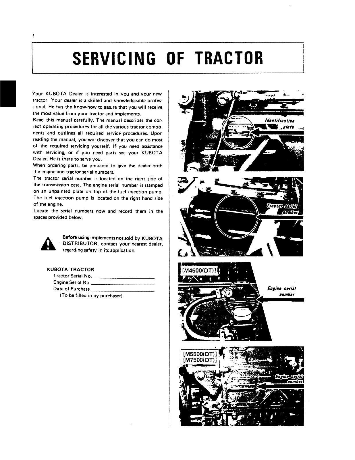 KUBOTA TRACTOR M4500 M5500 M7500 DT OPERATOR MANUAL REPRINTED