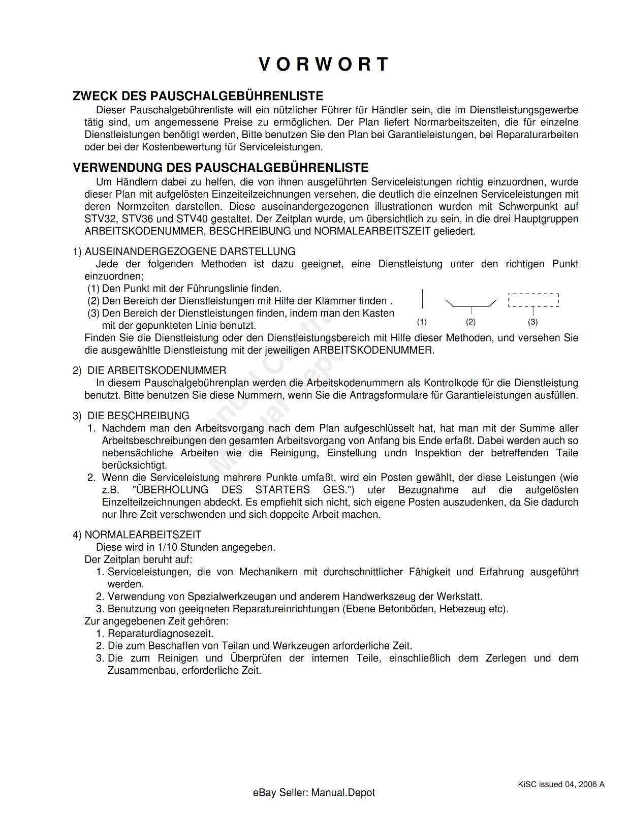 KUBOTA TRACTOR STV32 STV36 STV40 FRS FLAT RATE SCHEDULE REPRINTED 2006