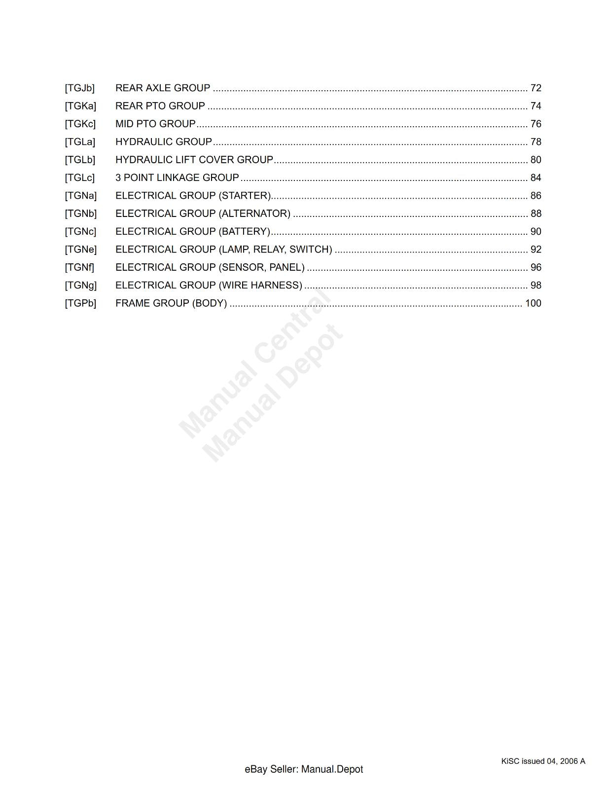 KUBOTA TRACTOR STV32 STV36 STV40 FRS FLAT RATE SCHEDULE REPRINTED 2006