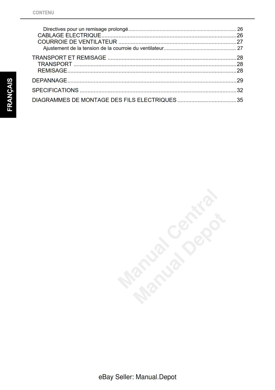 KUBOTA D1503 D1703 D1803 V2003 V2203 V2403 V2403 MANUEL DE L'OPERATEUR REPRINTED