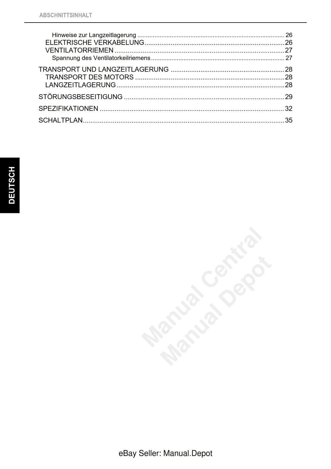 KUBOTA D1503 D1703 D1803 V2003 V2203 V2403 V2403 BEDIENUNGSANLEITUNG REPRINTED