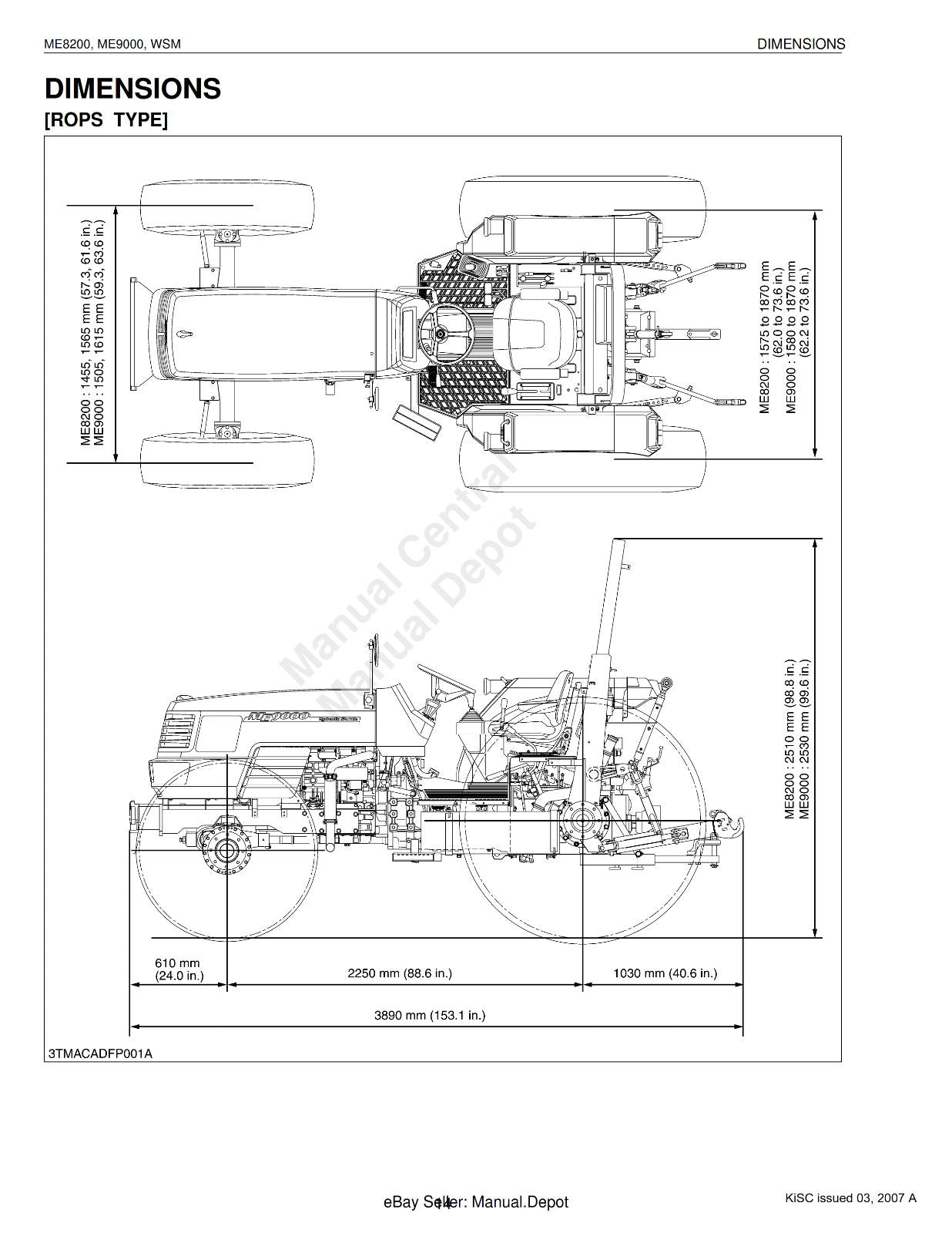 KUBOTA TRACTOR ME8200 ME9000 WORKSHOP SERVICE REPAIR MANUAL REPRINTED 2007