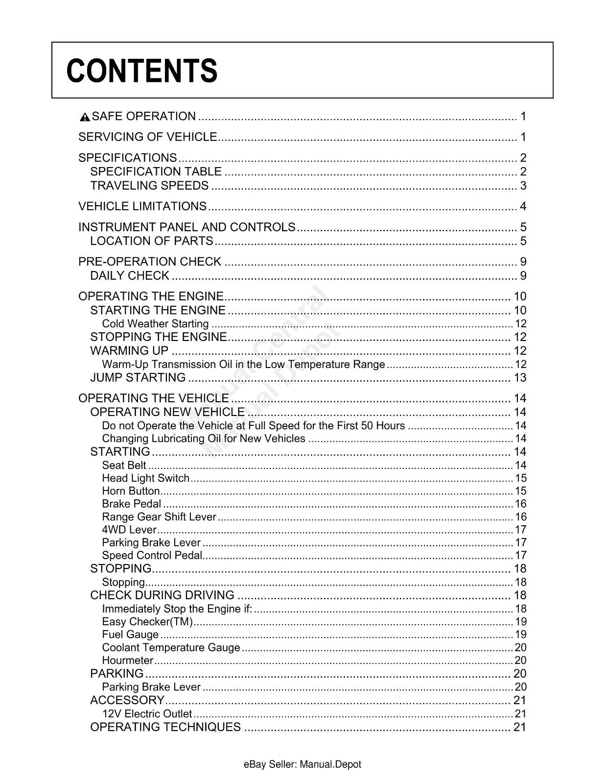 KUBOTA UTILITY VEHICLE RTV500 OPERATOR MANUAL REPRINTED 2008 EDITION
