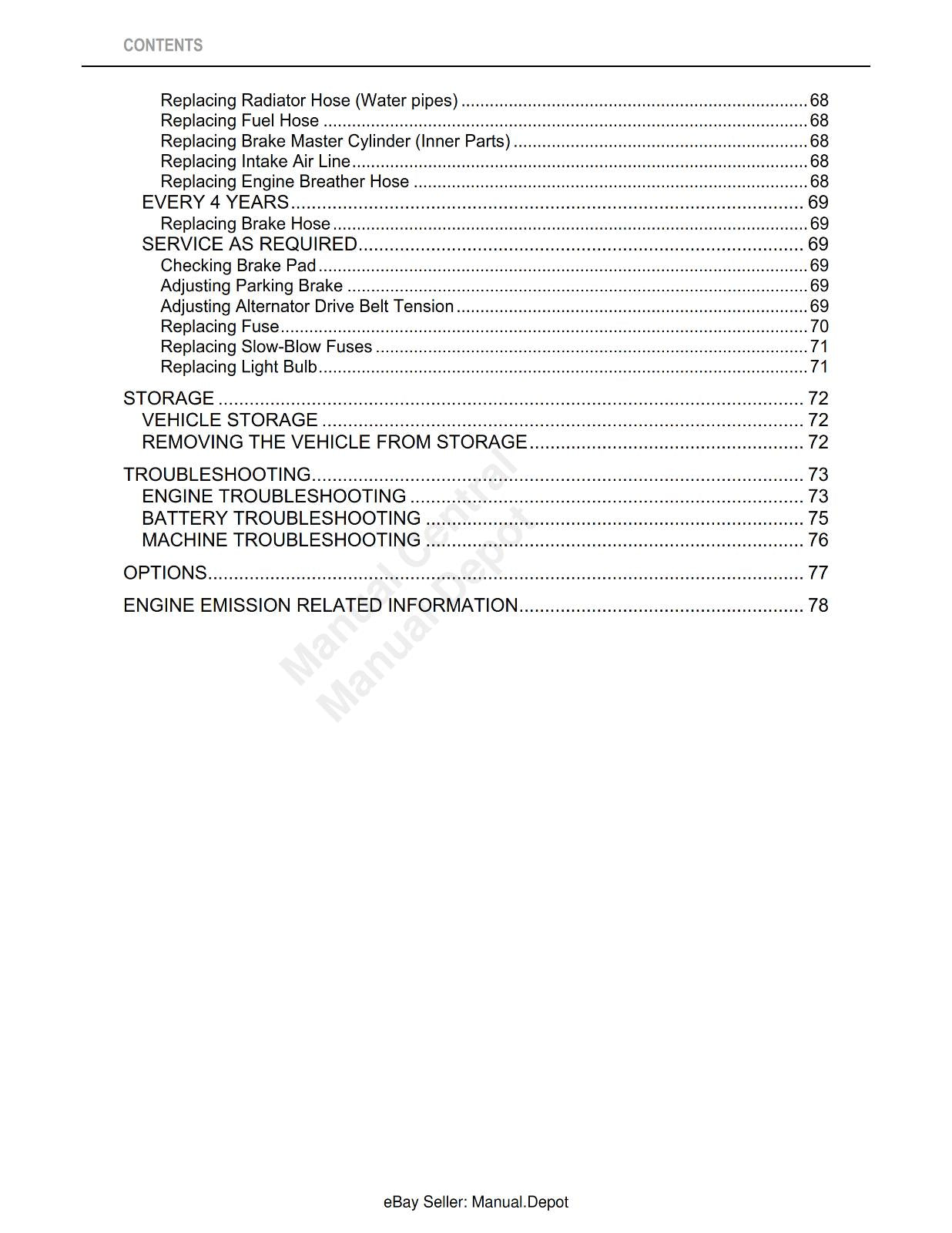 KUBOTA UTILITY VEHICLE RTV500 OPERATOR MANUAL REPRINTED 2008 EDITION