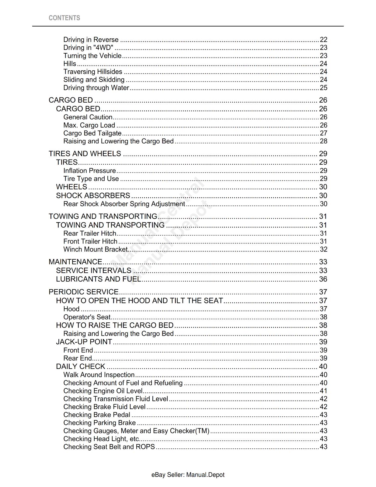 KUBOTA UTILITY VEHICLE RTV400 OPERATOR MANUAL REPRINTED 2011 EDITION