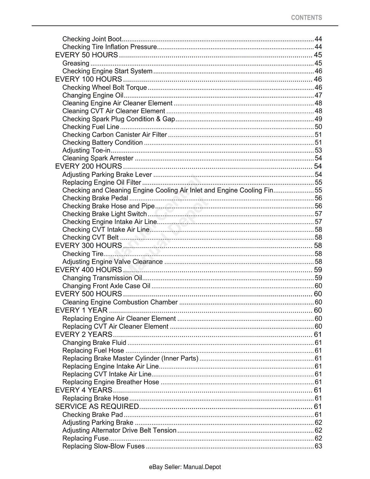 KUBOTA UTILITY VEHICLE RTV400 OPERATOR MANUAL REPRINTED 2011 EDITION