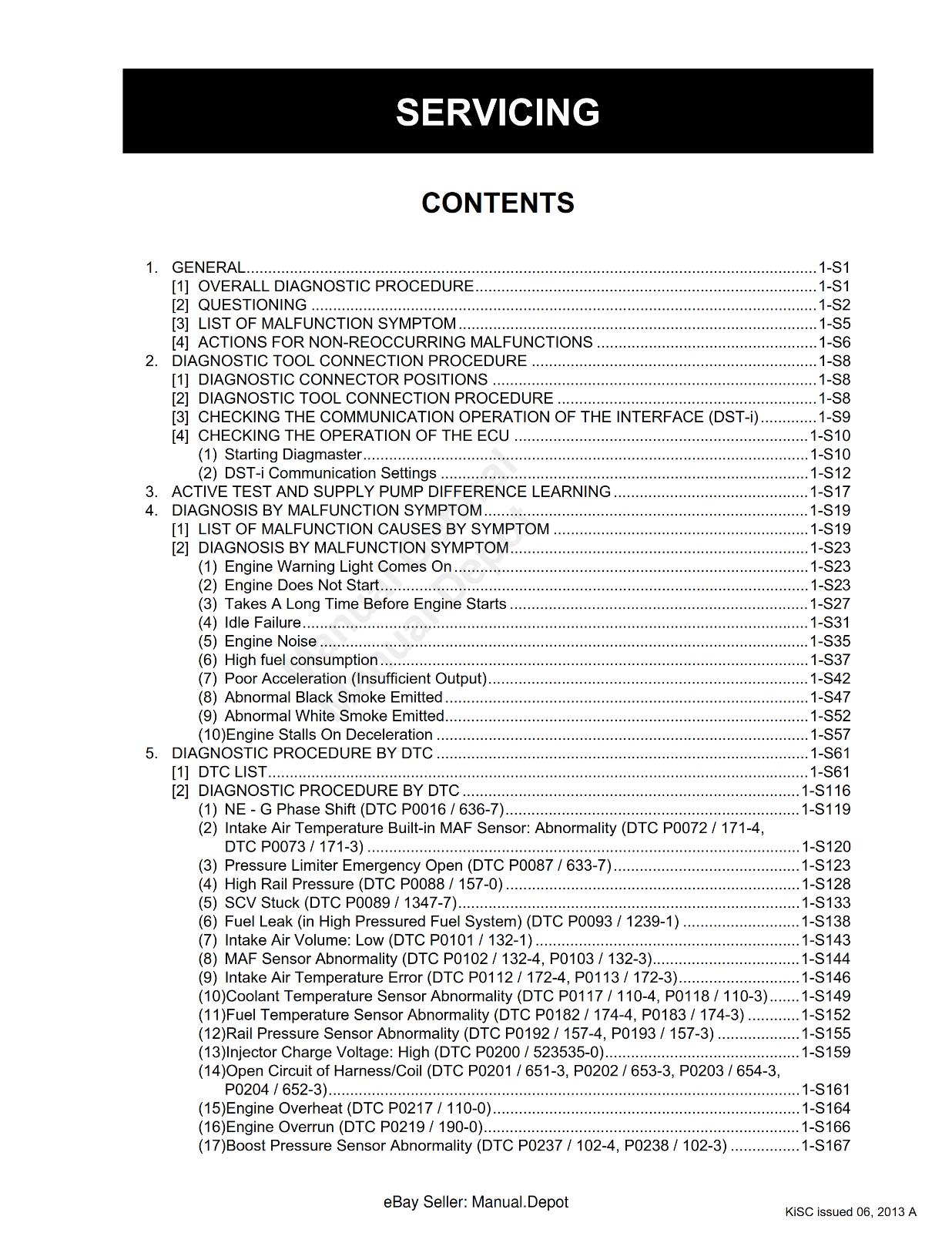 KUBOTA COMMON RAIL SYSTEM DIAGNOSIS MANUAL V3307-CR-TE4 REPRINTED 2013 EDITION