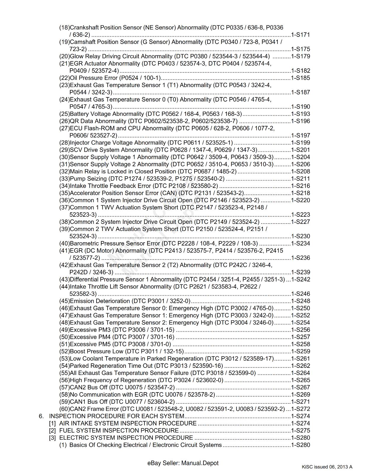 KUBOTA COMMON RAIL SYSTEM DIAGNOSIS MANUAL V3307-CR-TE4 REPRINTED 2013 EDITION