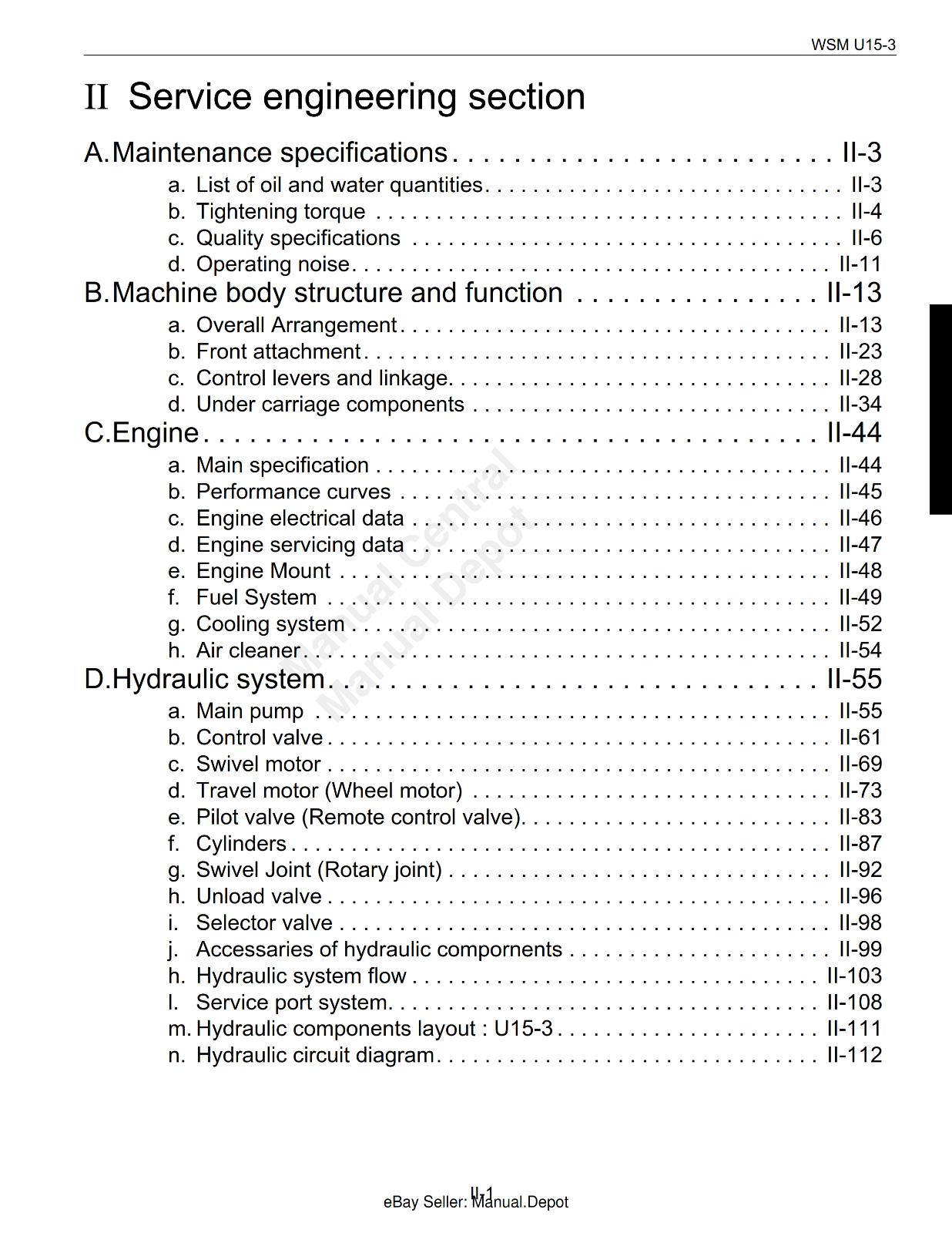 KUBOTA EXCAVATOR U15-3 WORKSHOP SERVICE REPAIR MANUA REPRINTED COMB BOUND