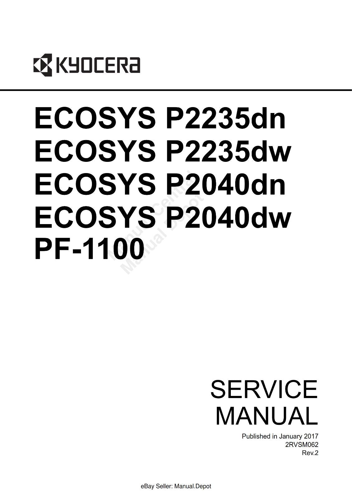 KYOCERA ECOSYS P2235DN P2235DW P2040DN P2040DW PF-1100 SERVICE MANUAL REPRINTED