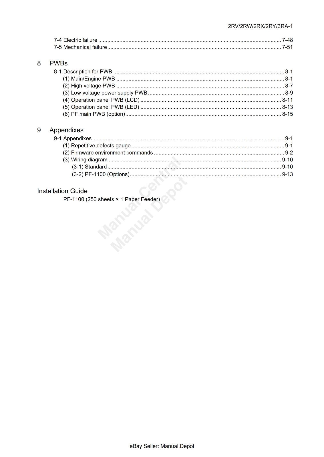 KYOCERA ECOSYS P2235DN P2235DW P2040DN P2040DW PF-1100 SERVICE MANUAL REPRINTED