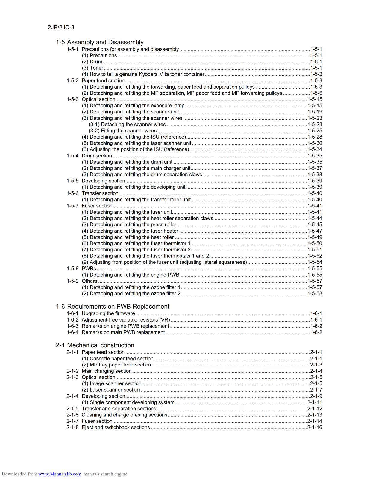 KYOCERA KM-2540 KM-3040 PRINTER SERVICE WORKSHOP  MANUAL REPRINTED COMB BOUND