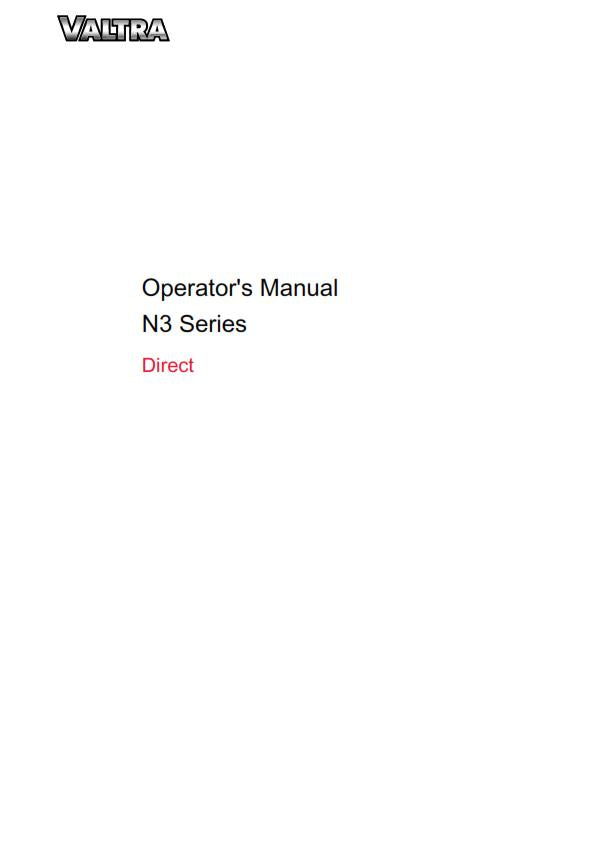 VALTRA N3 SERIES DIRECT N123 D, N143 D, N163 D OPERATOR MANUAL REPRINT 2013