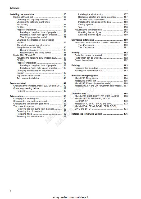 VOLVO PENTA DRIVES 280 285 290 SP-A SP-C DP-A DP-B DP-C WORKSHOP REPRINTED