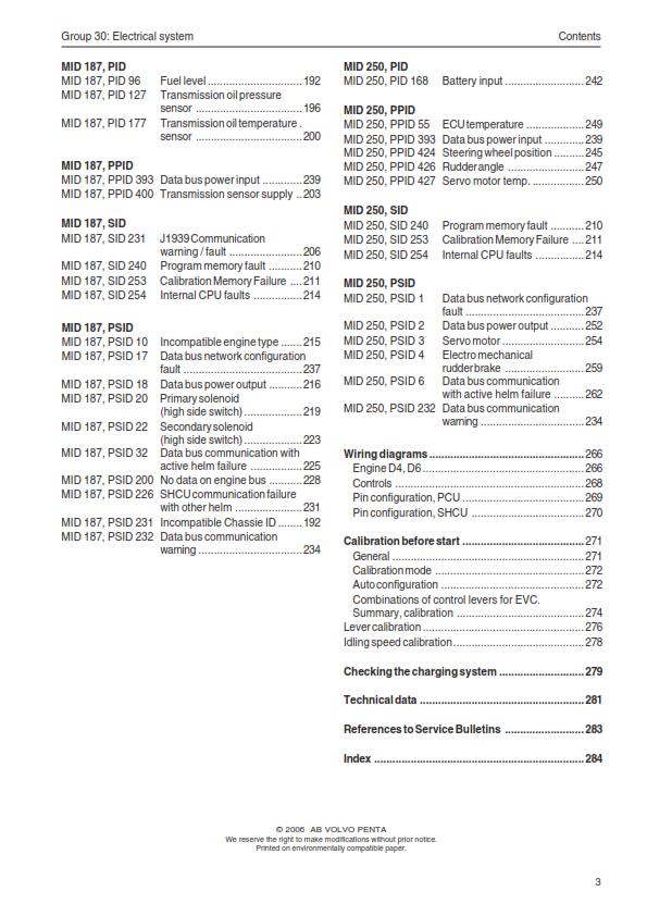 VOLVO PENTA IPS 350 400 500 600 D4-260D D6-310D D6-370D D6-435D ELECTRICAL PRINT