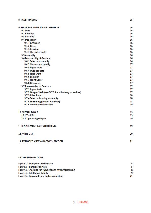 PRM90D WORKSHOP MANUAL REPRINTED COMB BOUND NOV 2016 EDITION