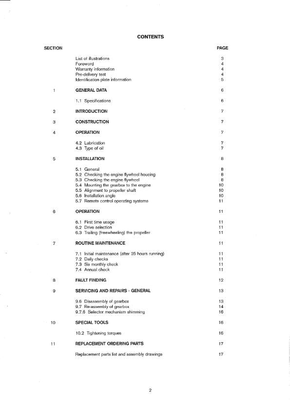 PRM120 MARINE GEARBOX WORKSHOP MANUAL REPRINTED COMB BOUND JUL 1999 EDITION