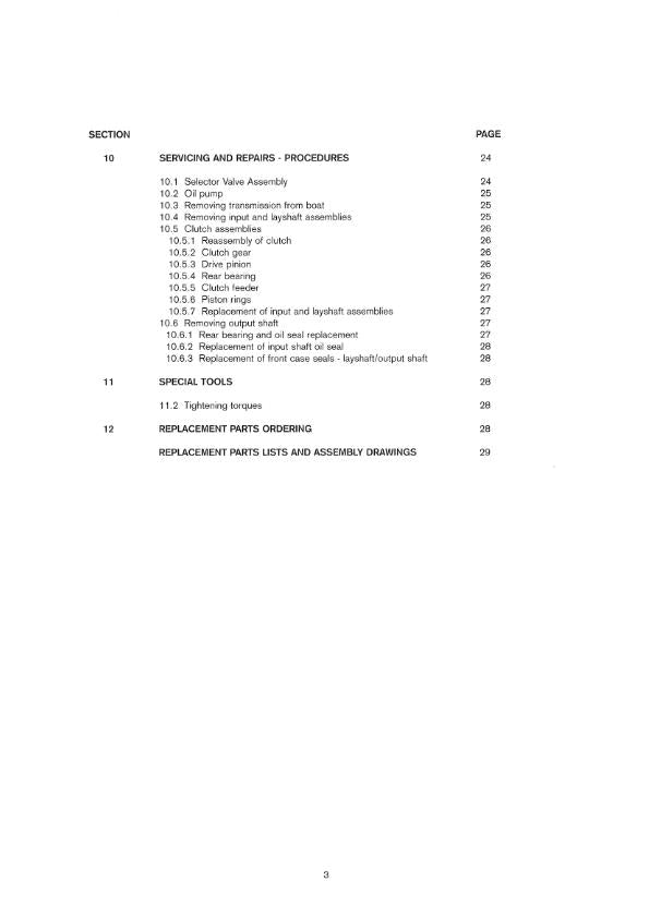 PRM150 MARINE GEARBOX WORKSHOP MANUAL REPRINTED COMB BOUND JUN 2002 EDITION