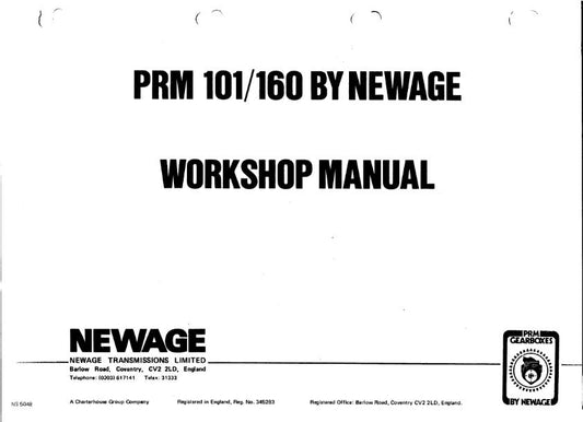 PRM101 PRM160 WORKSHOP MANUAL REPRINTED COMB BOUND