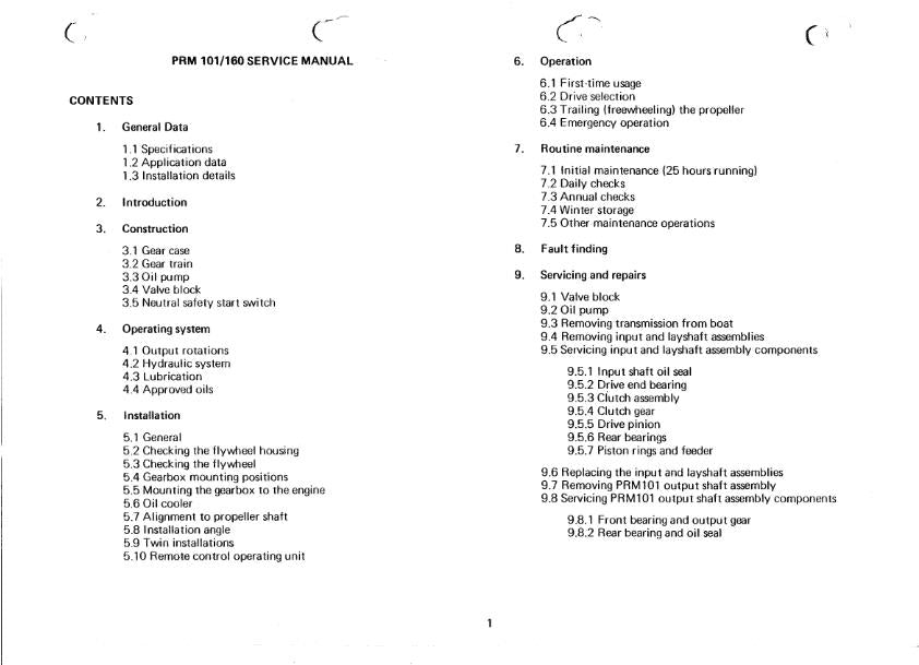 PRM101 PRM160 WORKSHOP MANUAL REPRINTED COMB BOUND