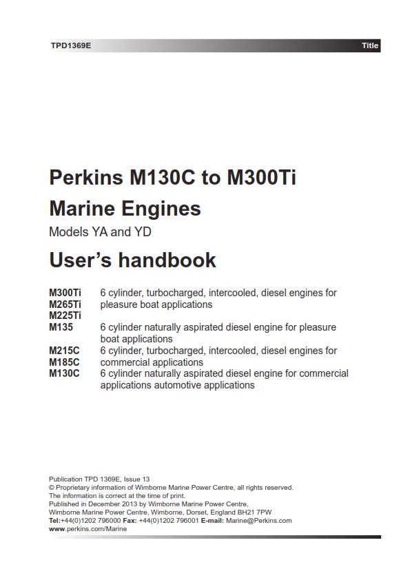 PERKINS M130 M135 M185 M215C M225TI M265TI M300TI USER MANUAL REPRINTED 2013
