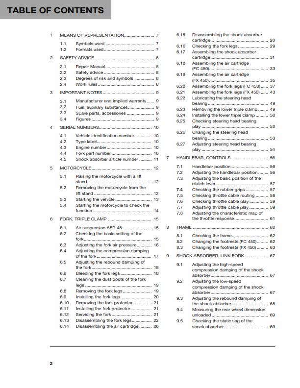 HUSQVARNA FC 450 FX 450 2019 REPAIR WORKSHOP SERVICE MANUAL REPRINTED COMB BOUND