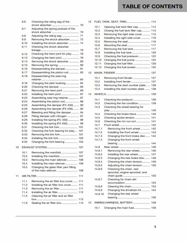 HUSQVARNA FC 450 FX 450 2019 REPAIR WORKSHOP SERVICE MANUAL REPRINTED COMB BOUND