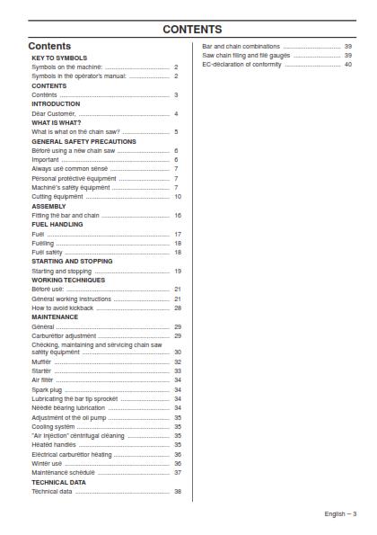 HUSQVARNA CHAINSAW 346 XP XPG ETECH 353 TRIOBRAKE OPERATORS MANUAL REPRINTED