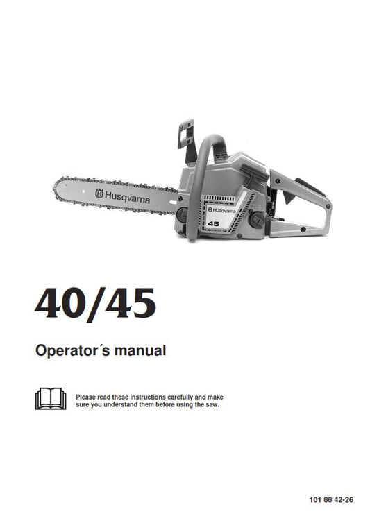 HUSQVARNA CHAINSAW 40 45 OPERATORS MANUAL REPRINTED COMB BOUND