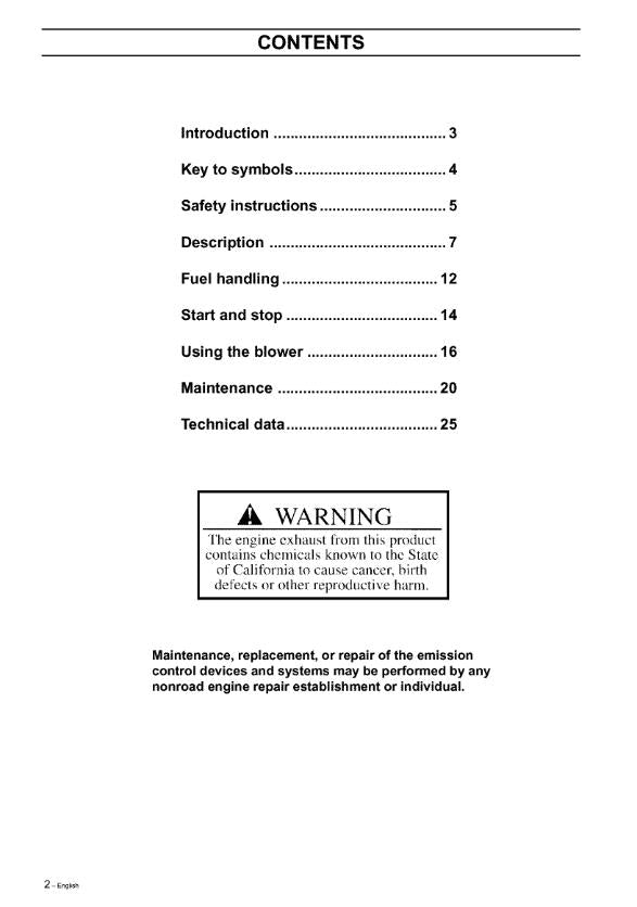 HUSQVARNA BLOWER 225B X SERIES OPERATOR MANUAL REPRINTED COMB BOUND