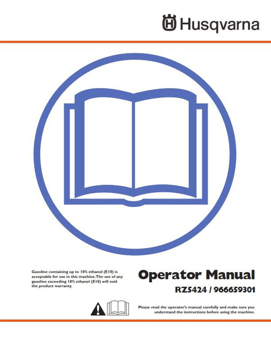 HUSQVARNA RIDE ON MOWER RZ5424 OPERATOR MANUAL REPRINTED COMB BOUND 2011 EDITION