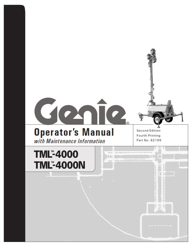GENIE TML-4000 TML-4000N OPERATOR MANUAL REPRINTED 2002 EDITION