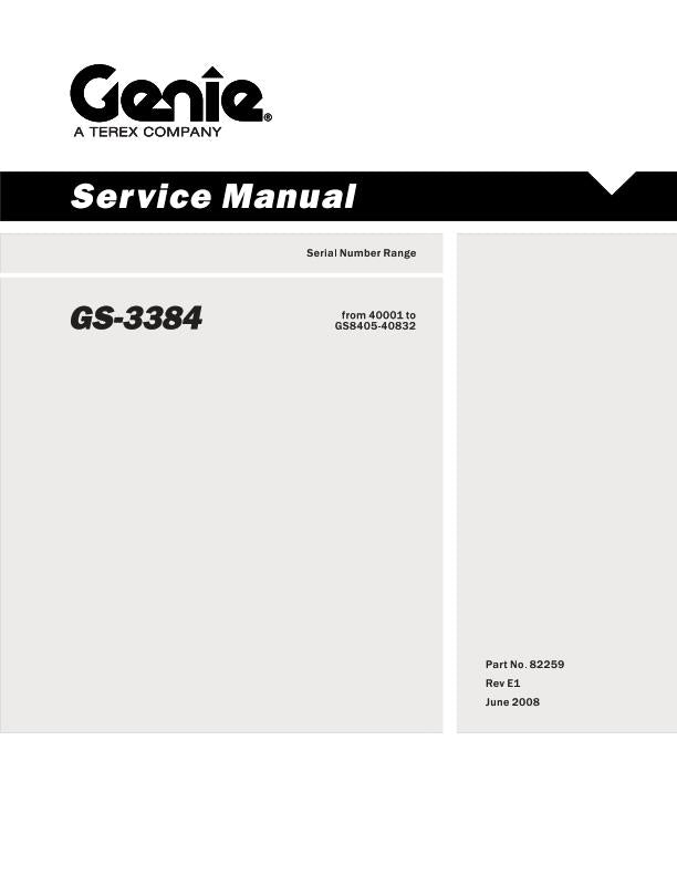 GENIE GS-3384 SERVICE WORKSHOP REPAIR MANUAL REPRINTED 2008 EDITION