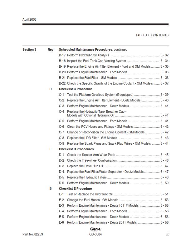 GENIE GS-3384 SERVICE WORKSHOP REPAIR MANUAL REPRINTED 2008 EDITION