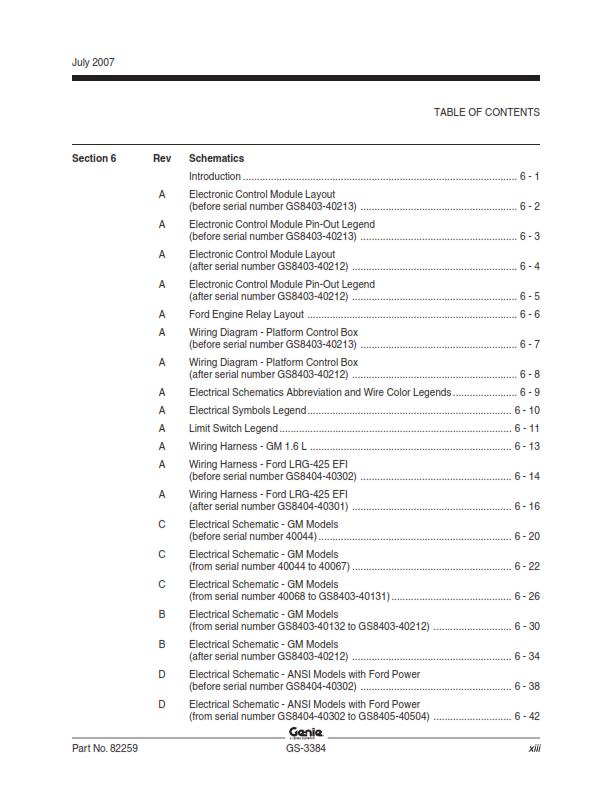 GENIE GS-3384 SERVICE WORKSHOP REPAIR MANUAL REPRINTED 2008 EDITION
