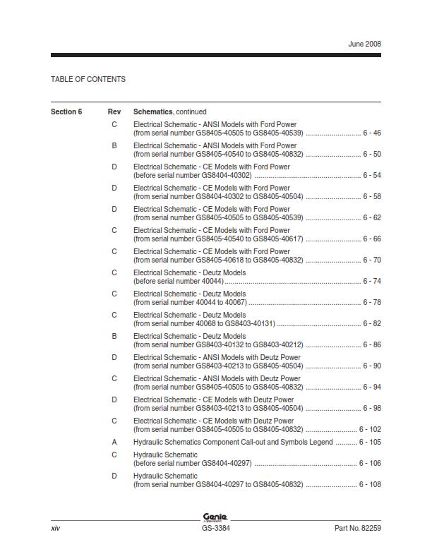 GENIE GS-3384 SERVICE WORKSHOP REPAIR MANUAL REPRINTED 2008 EDITION