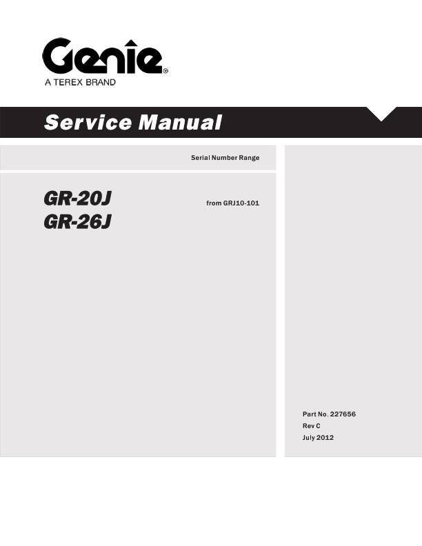 GENIE GR-20J GR-26J SERVICE WORKSHOP REPAIR MANUAL REPRINTED 2012 EDITION