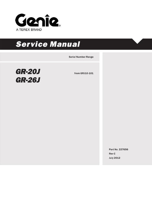 GENIE GR-20J GR-26J SERVICE WORKSHOP REPAIR MANUAL REPRINTED 2012 EDITION