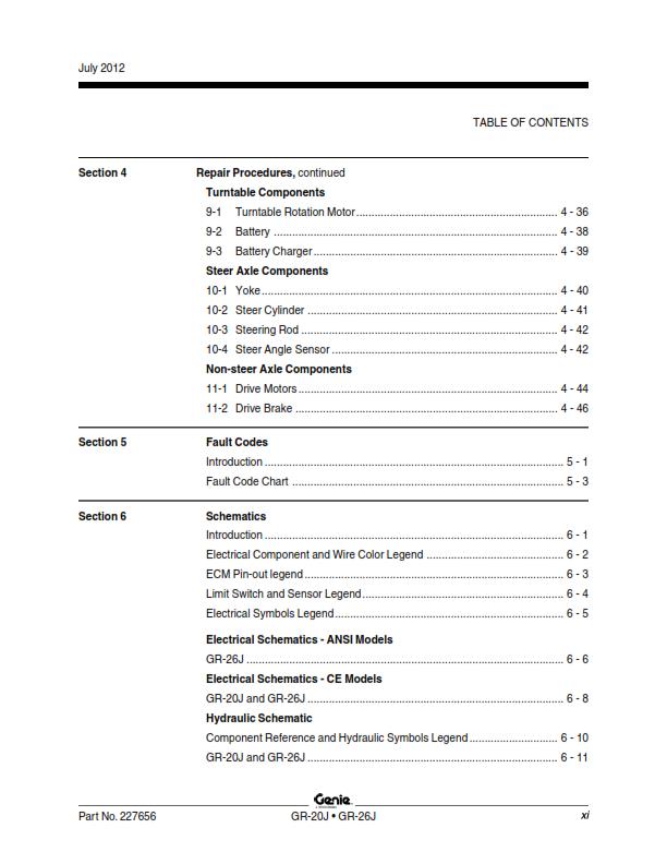 GENIE GR-20J GR-26J SERVICE WORKSHOP REPAIR MANUAL REPRINTED 2012 EDITION