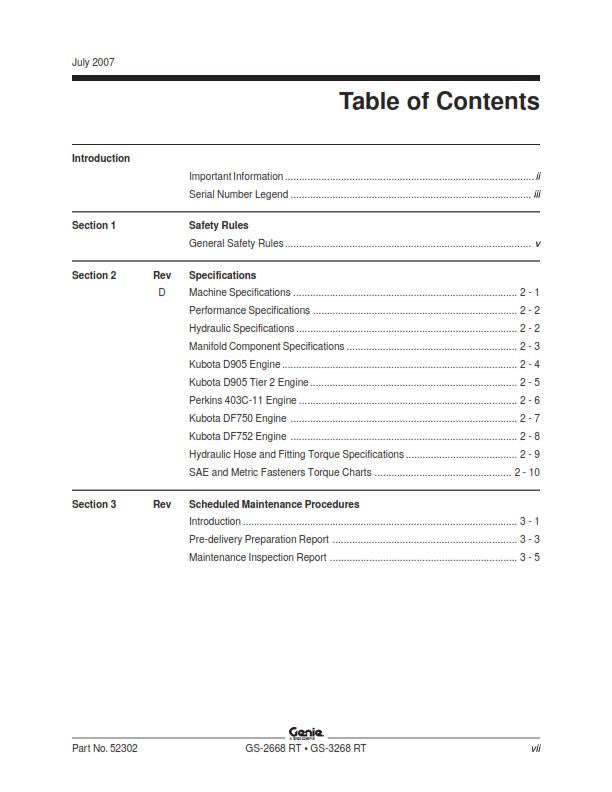 GENIE GS-2668 RT GS-3268 SERVICE WORKSHOP REPAIR MANUAL REPRINTED 2007 EDITION