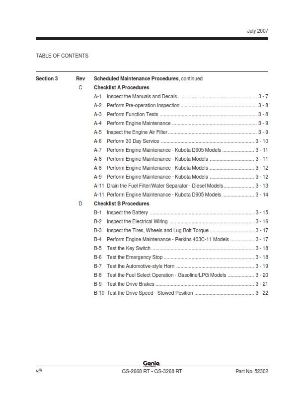 GENIE GS-2668 RT GS-3268 SERVICE WORKSHOP REPAIR MANUAL REPRINTED 2007 EDITION