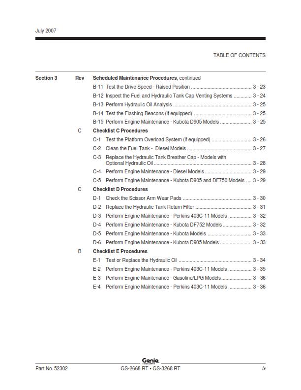 GENIE GS-2668 RT GS-3268 SERVICE WORKSHOP REPAIR MANUAL REPRINTED 2007 EDITION
